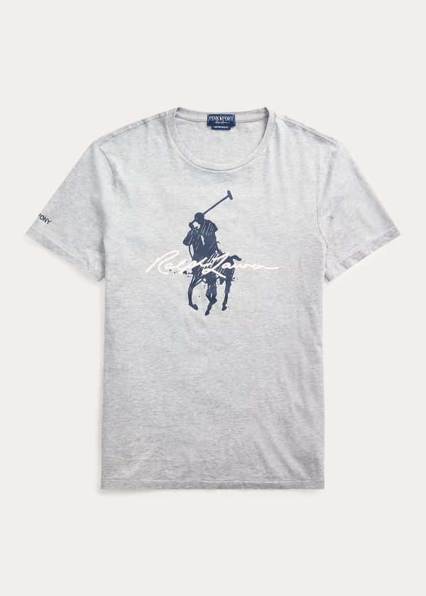 Playeras Ralph Lauren Hombre Grises - Pink Pony Custom Slim - NIADO7450